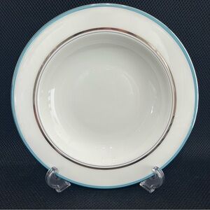 Lenox Kate Spade Library Lane AQUA Pasta Bowls/Rim Soup Set Of 5 Discontinued